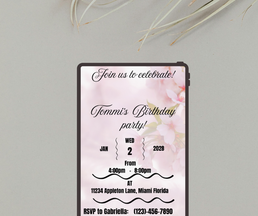Flowers 20th birthday party invitation-( canva template 5x7" digital download)